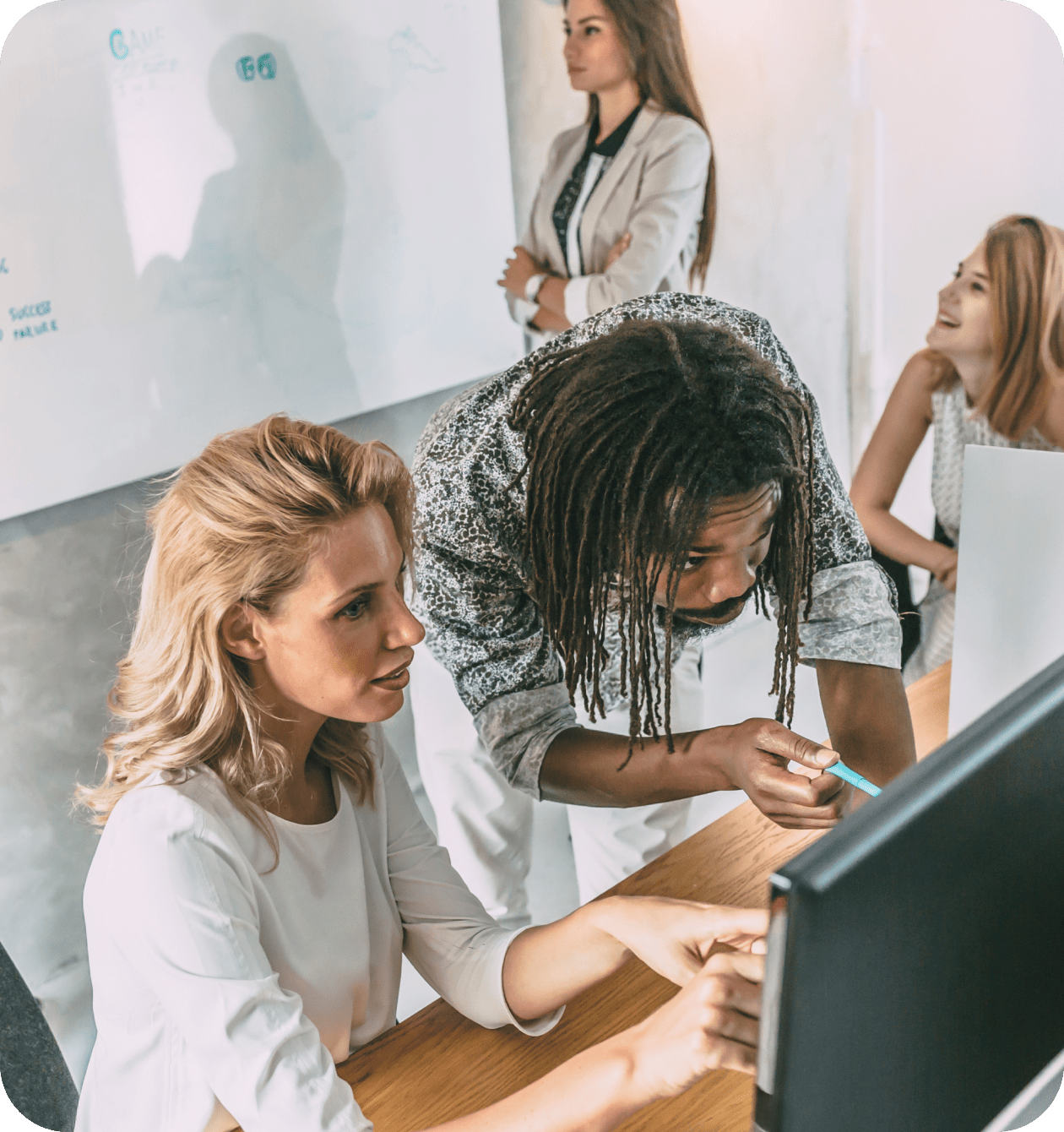 Bank team collaborating